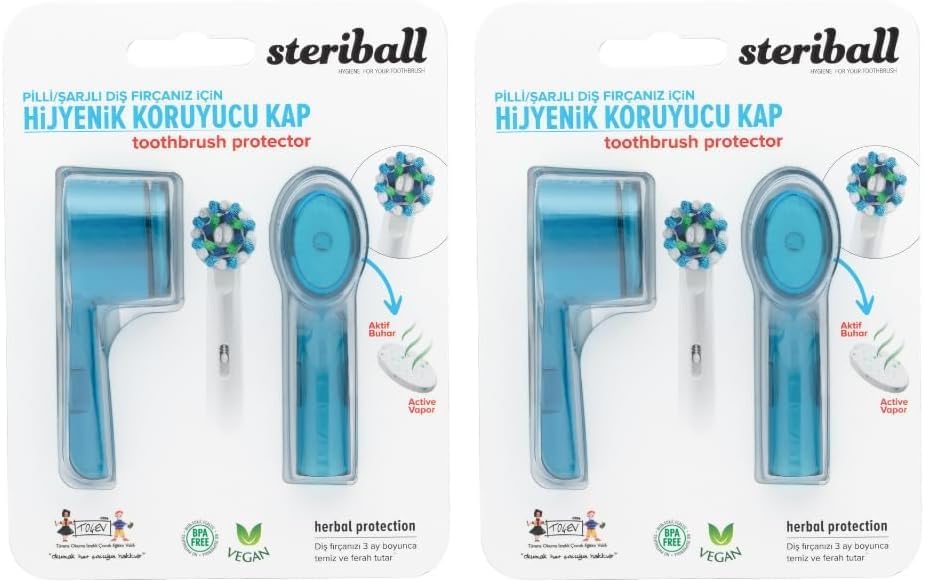 STERIBALL ŞARJLI VE PİLLİ DİŞ FIRÇALARI İÇİN HİJYENİK DİŞ FIRÇASI KORUMA KABI-2'Lİ MAVİ 2li paket