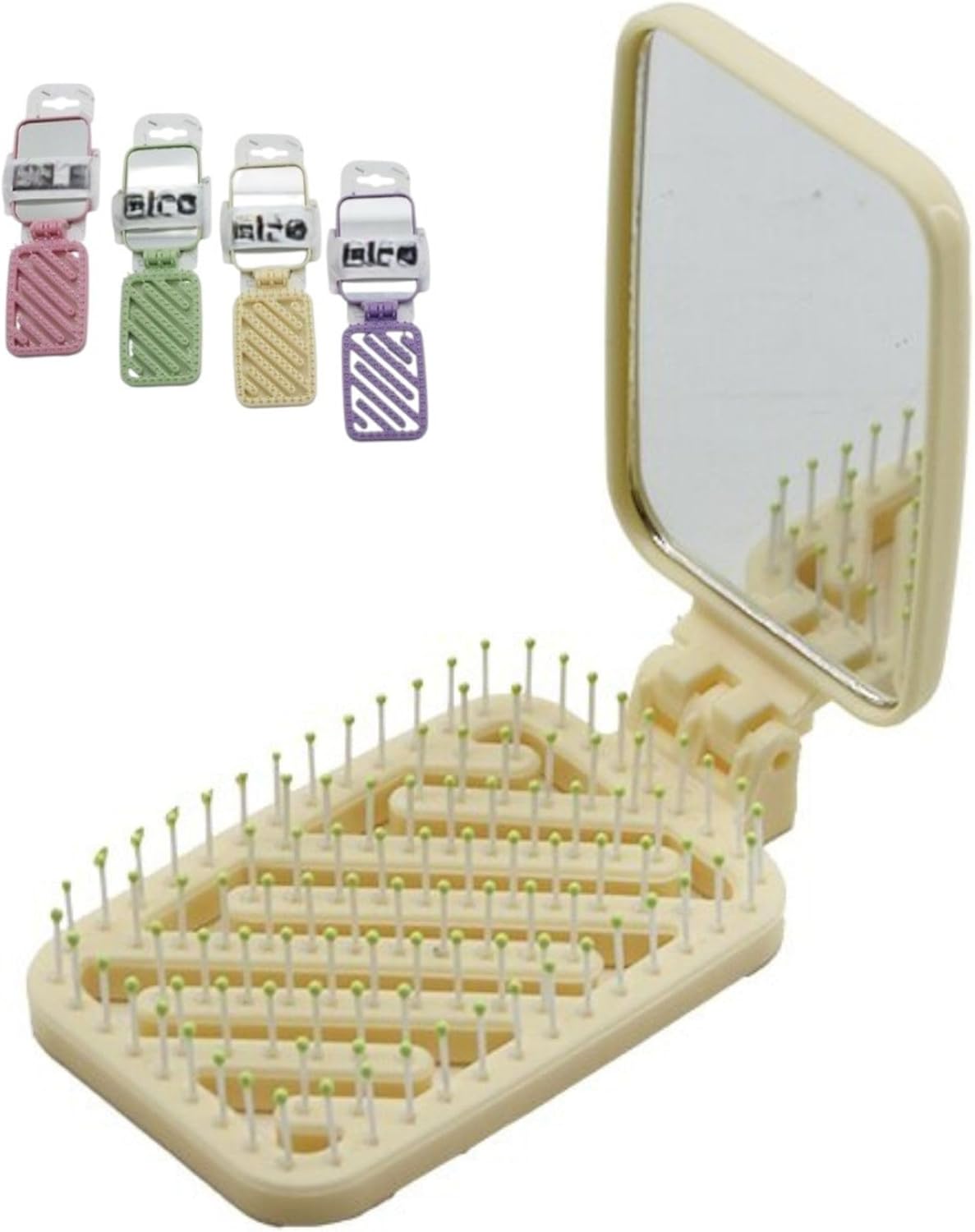 Alternative view of Dikdörtgen Katlanır Aynalı Tarak – Çocuk ve Yetişkin Kullanımı İçin | Çanta Boy, Taşınabilir, Ergonomik Plastik Tarak (17,5 cm) – Katlanır Ayna ve Delikli Tasarım Karışık Renk