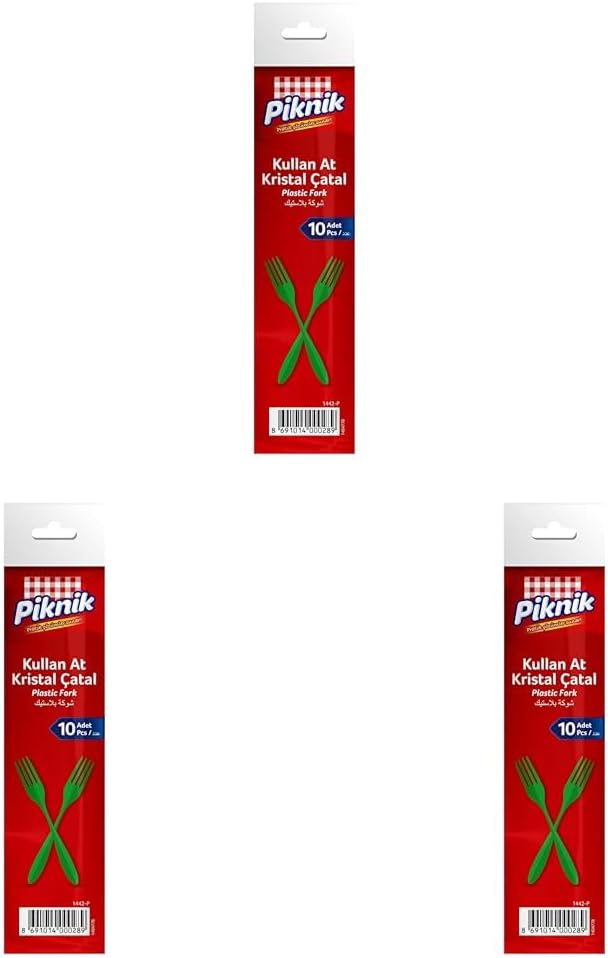 Piknik Kullan-At Kristal Çatal 10'lu Renk'li 1442 3lü paket