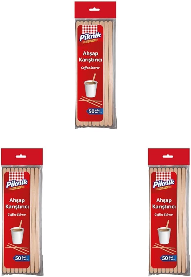 Alternative view of Piknik Ahşap Kariştirici 50'Li 3lü paket