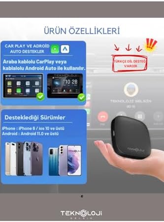 Alternative view of Kablosuz CarPlay ve Auto Adaptörü, 2GB RAM 32GB ROM, Türkçe Arayüz, Netflix ve YouTube Destekli