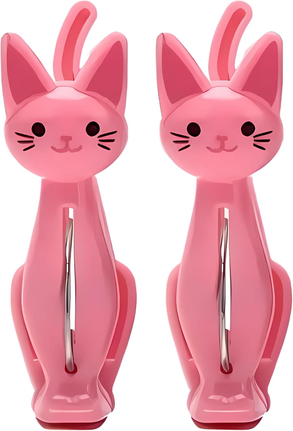 Alternative view of Pembe Kedi Şeklinde Havlu Mandalı, Plaj ve Çamaşır için Dekoratif Plastik Klips, 2'li Set