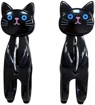 Alternative view of Siyah Kedi Şekilli Plaj Havlusu Mandalı, Plastik, Güçlü Tutuşlu, 2'li Set
