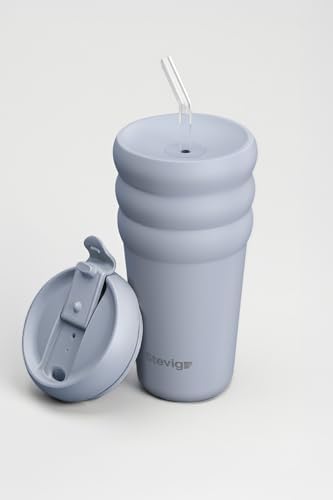 3 Bubble Two-Cap Straw Tumbler Çelik Termos 600 ML Zen Blue ST-246