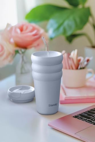 Alternative view of 3 Bubble Two-Cap Straw Tumbler Çelik Termos 600 ML Zen Blue ST-246