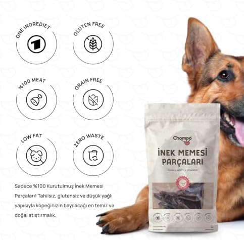 Chompo İnek Memesi Parçaları 100% Doğal Katkısız Köpek Ödül Maması 100 Gr