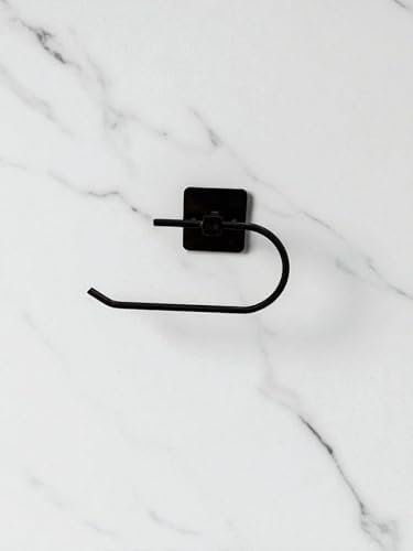 Yapışkanlı Tuvalet Kağıtlığı, Modern Siyah Mat, Metal, 15x15 cm