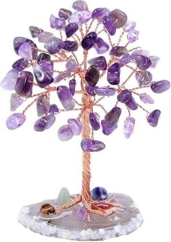 Alternative view of Ametist “Yaşam Ağacı” Kristal Bonsai – Doğal Taş Dekor | El Yapımı Tel Ağaç Meditasyon & Ofis Masaüstü Süs