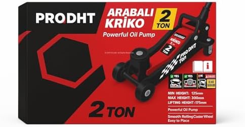 Alternative view of DHT Pro 2 Ton Arabalı Kriko,125-300 mm Kaldırma Yüksekliği, 360 Derece Dönebilen Yatak, Güçlü Hidrolik Pompa, Kolay Yerleşim İçin Tekerlekli, Dayanıklı Çelik Gövde, Otomobil Kaldırma Krikosu