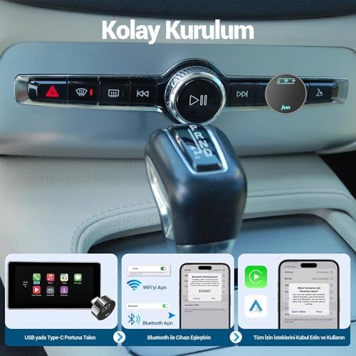 Kablosuz CarPlay Auto Kabloludan Kablosuza Çevirici USB ve Type-C Adaptör