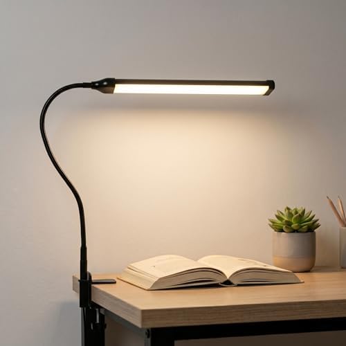 Alternative view of Led Masa Lambası – 12W USB Güç Girişli, Esnek Kol, Klipsli Tasarım, 3 Renk Sıcaklığı (2800K/4200K/6000K), Kısılabilir Dimmer Anahtarlı | Siyah 555