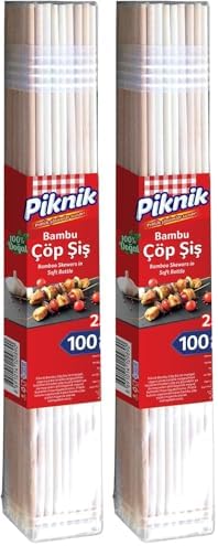 Piknik Ağaç Bambu Çöp Şiş 25 Cm–100'Lü 113-P 2li paket
