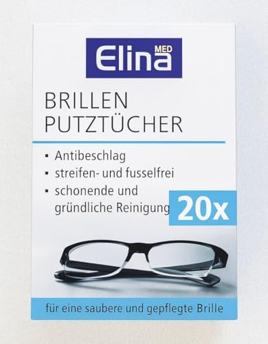 Alternative view of Elina Med Brillenputztücher Gözlük Temizleme Mendili, 20’li Tek Kullanımlık Islak Mendil – Buğu Önleyici, İz-Tüy Bırakmaz, Antistatik & Hijyenik Temizlik