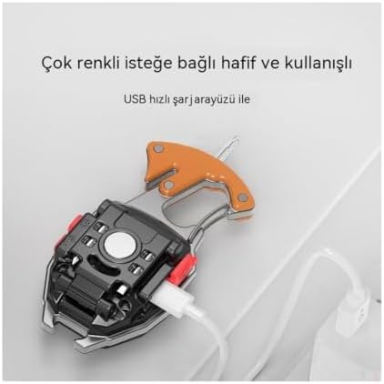 El Feneri Mini Kamp, Sos,Acil Durum,Bekçi,,Asker, Güvenlik El Feneri, 7 modlu, USB Sarjlı Çok Fonksiyonlu Hayati İdame Lambası(Acil Durum)