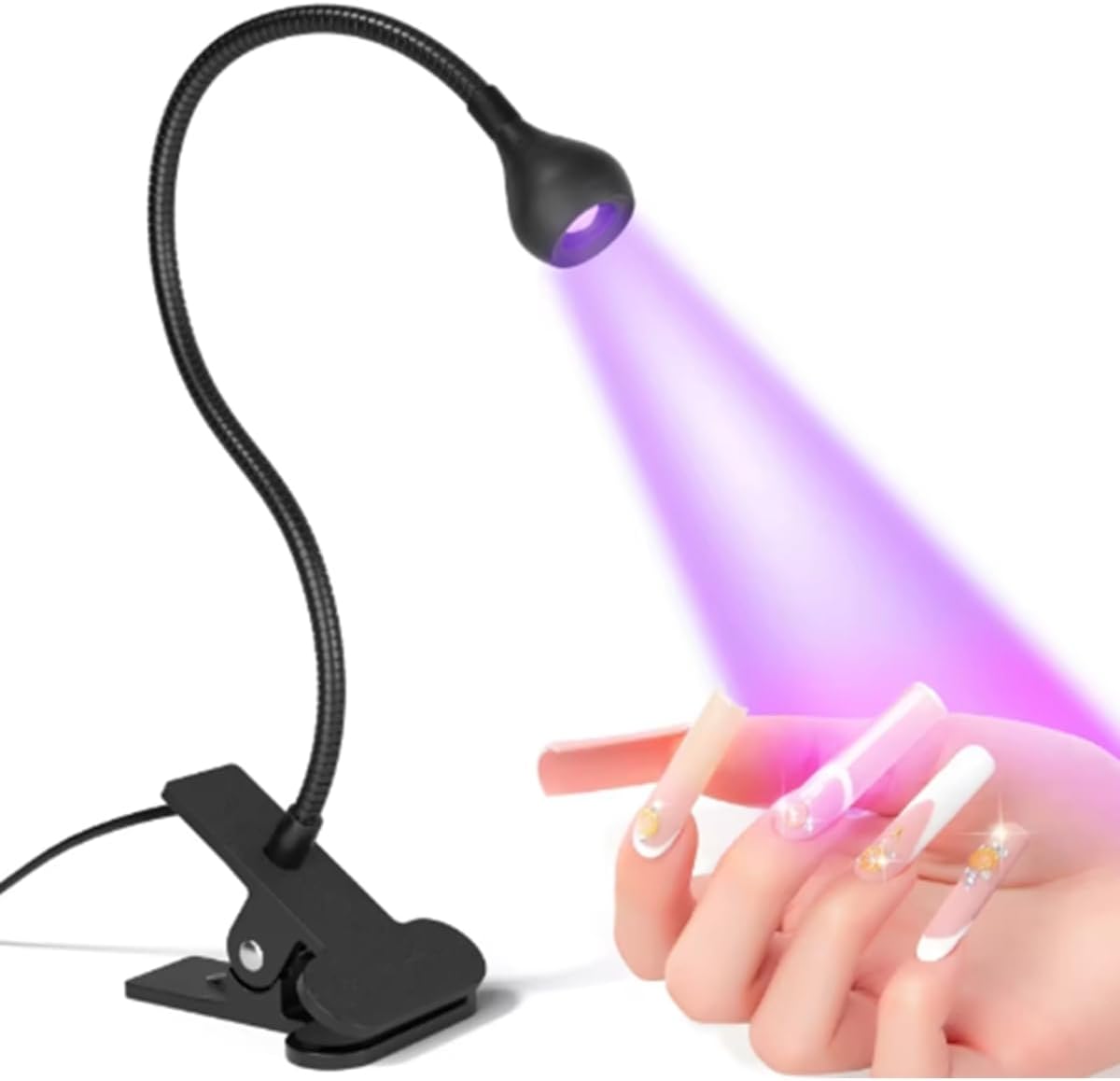 Siyah 3W UV LED Tırnak Kurutucu Ultraviyole Esnek Klipsli Masa USB Jel Kurutma Klipsli Masa Lambası