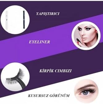 Alternative view of 12 ADET Takma kirpik seti 6 farklı Çift - 2 Adet Mıknatıslı Likit Eyeliner Yapıştırıcı