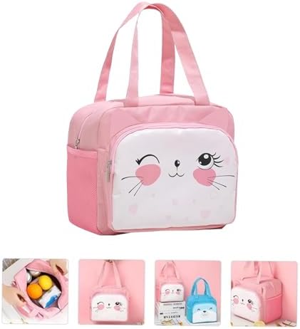 Pembe Göz Kırpan Kedi Termal Yemek Çantası 20 x 24 x 12 cm
