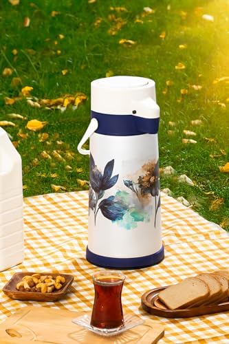 161720-805 Çiçek Desenli -Soğuk İçecekler İçin Pompalı Termos 1.8Lt