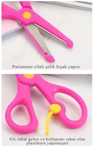 Çocuk Makası Korumalı ve Kilitli Okul Makası,Ergonamik Kullanım, Çocuk Kullanımına ve Sağlığına Uygun (Mavi-Yeşil)