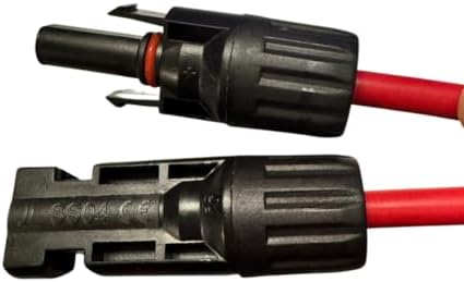 Güneş paneli bağlantıları için iki tarafı MC4 konnektörlü, UV dayanımlı DC uzatma kablo seti- 1 m Siyah 6 mm2+1 m Kırmızı 6 mm2 kablo