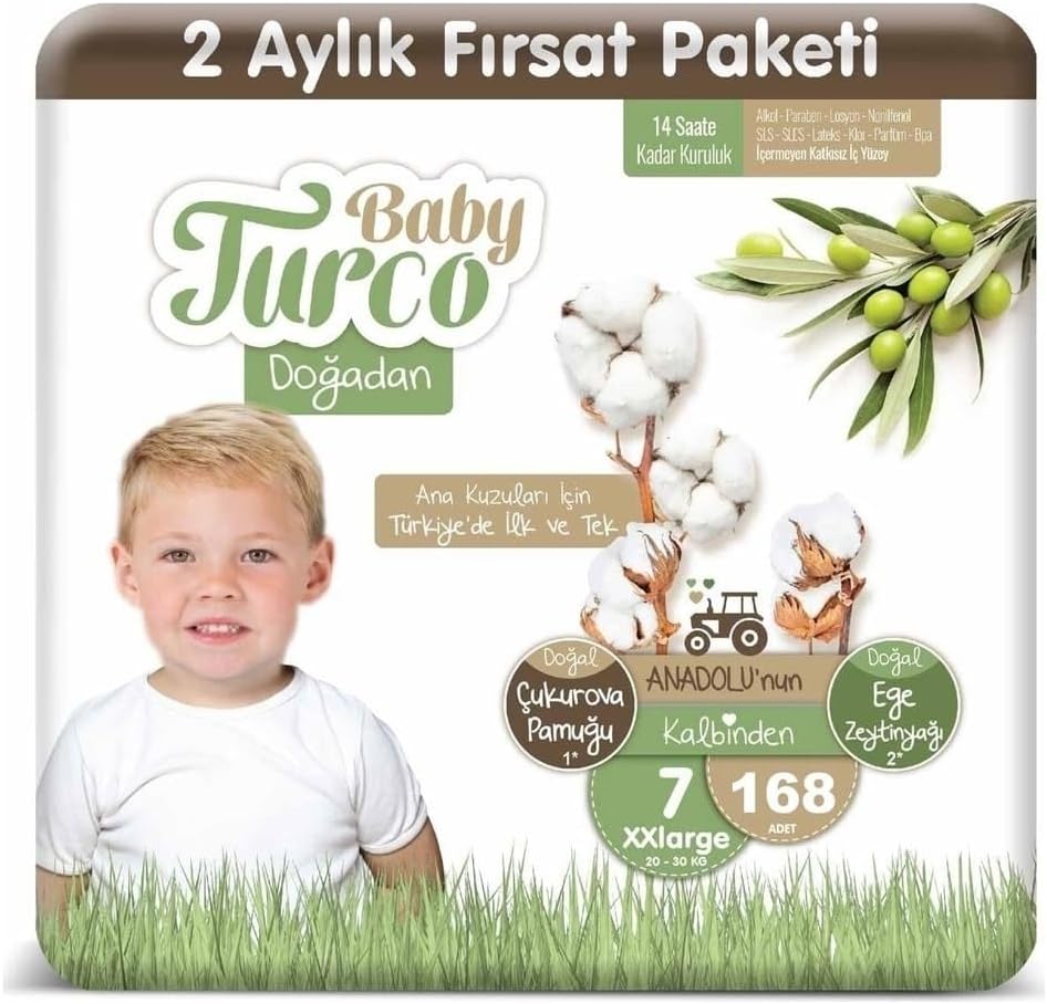 Alternative view of Baby Turco Bebek Bebek Bezi 2 Aylık Paket 7 Numara 20-30 Kg 168 Adet