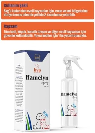 Hamelyn Bit-Pire-Kene Spreyi, Doğal Koruma, Kedi Köpek Kuş Tavşan İçin, 100ml