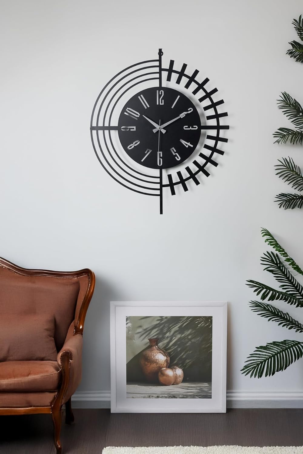 Alternative view of Muyika Duvar Saati 50Cm Sessiz Mekanizma Siyah Metal Kasa Modern Tasarım - 50 Siyah Mds-50 Myk2078-3