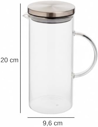 Alternative view of Metal Kapaklı Cam Sürahi – 1200 ml Dayanıklı Şeffaf Cam, Ergonomik Kulplu, Soğuk ve İçecekler İçin Şık Tasarım