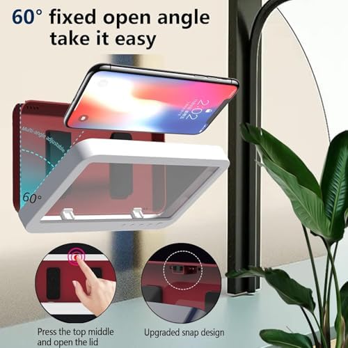 Alternative view of 360° Döner Su Geçirmez Duş Telefon Tutucu, Buğu Önleyici HD Dokunmatik Ekranlı Banyo Telefon Kutusu, 7’’ Evrensel Uyumlu, Duvar Montajlı, 19×11×3 cm