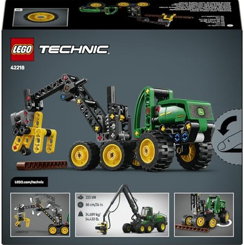 Alternative view of Deere 1470H Tekerlekli Orman Makinesi 42218 – 7 Yaş ve Üzeri Kız ve Erkek Çocuklar için Çalışan Kepçe ve Kütük İçeren Yaratıcı Oyuncak Yapım Seti, Eğlenceli Hediye Fikri (117 Parça)