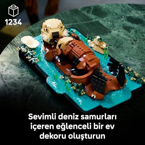 Alternative view of Yüzen Deniz Samurları 21366 - Yetişkinler için Anne Deniz Samuru, Küçük Yavru Figürü ve İstiridye İçeren Yaratıcı Dekoratif Model Yapım Seti, Hediye Fikri (1234 Parça)
