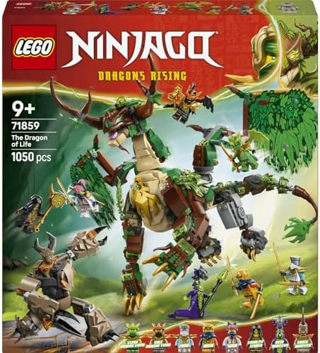 Yaşam Ejderhası 71859-9 Yaş ve Üzeri Çocuklar için Zane, Sora,, Lloyd,, Asit ve Toprak Canavarları Minifigürleri İçeren Yaratıcı Oyuncak Yapım Seti, Hediye Fikri (1050 Parça)