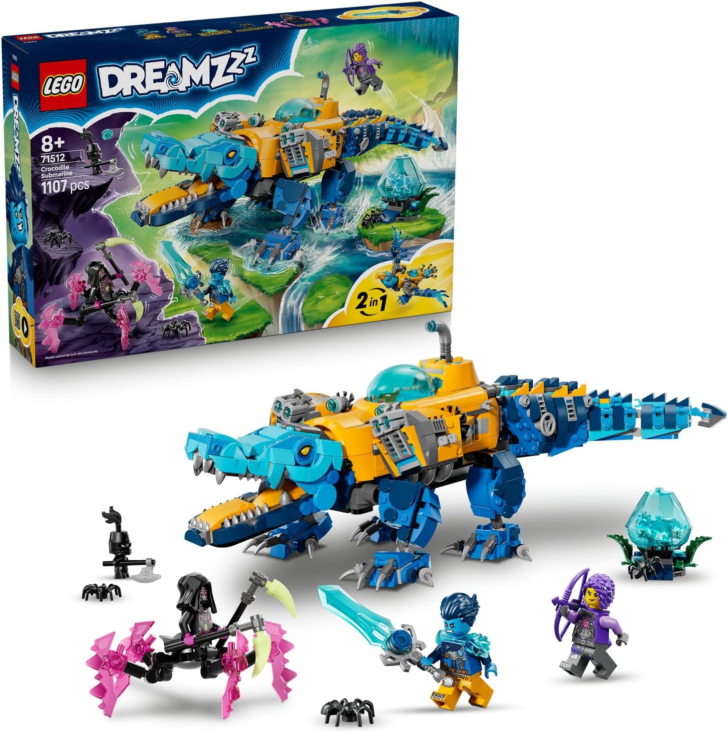 Alternative view of Timsah Denizaltı 71512 – 8 Yaş ve Üzeri Çocuklar için, Zoey, Arika Minifigürleri ve Grimspawn Figürü İçeren 2 İnşa Seçenekli Yaratıcı Oyuncak Yapım Seti, Hediye Fikri (1107 Parça)