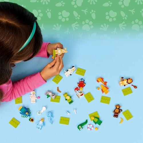 Minifigures Hayvanlar Seri 28 71051 – 5 Yaş ve Üzeri Çocuklar için Papağan, Aslan ve Sevimli Tavşan Dahil 12 Sürpriz Minifigürden 1'ini İçeren Yaratıcı Oyuncak Yapım Seti, Hediye Fikri (7 Parça)