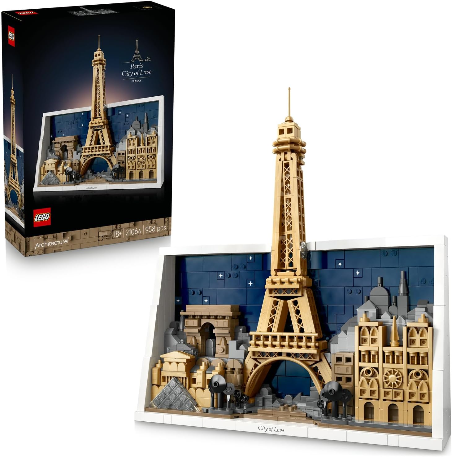 Architecture Paris – Aşıklar Şehri 21064 – Yetişkinler için Eyfel Kulesi, Notre Dame, Zafer Takı ve Louvre Müzesi Mimari Simgelerini İçeren Dekoratif Model Yapım Seti, Hediye Fikri (958 Parça)
