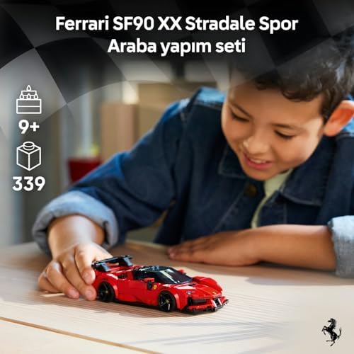 Speed Champions Ferrari SF90 XX Stradale Spor Araba 77254-9 Yaş ve Üzeri Çocuklar için Minifigür İçeren Ferrari Kıyafetli Minifigür İçeren Yaratıcı Oyuncak Yapım Seti, Hediye Fikri (339 Parça)