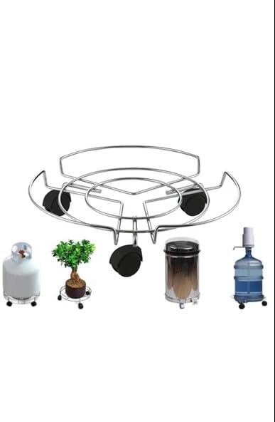3 Tekerlekli Tüpçek Damacana Tüp Saksı Altlığı Krom