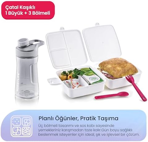 Alternative view of Life Okul Seti – 530 ml Matara ve Bölmeli Beslenme Kutusu, Çocuklar İçin Pratik ve Sağlıklı Seçim (Yeşil)