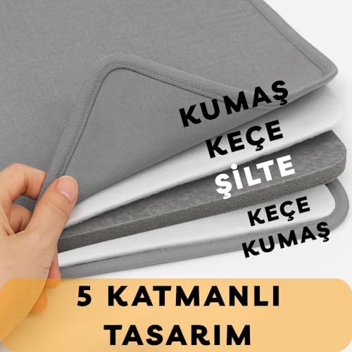 Alternative view of Beylini Buharlı Dikey Ütü Matı 5 Katman Asılabilir Yanmaz Çift Taraflı Dayanıklı Keçeli Buharlı Ütü Bezi Gri 50X80 cm