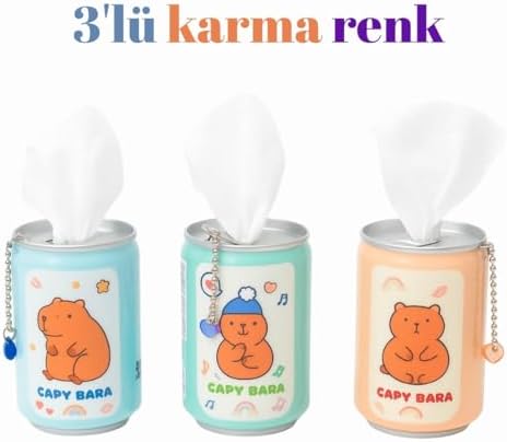 Alternative view of Üçlü Karışık Renk Tasarımlı Taşınabilir Mendil Kutusu – Sevimli Konserve Kutusu Tasarım, Çantada Taşınabilir, Hijyenik ve Pratik Kullanım