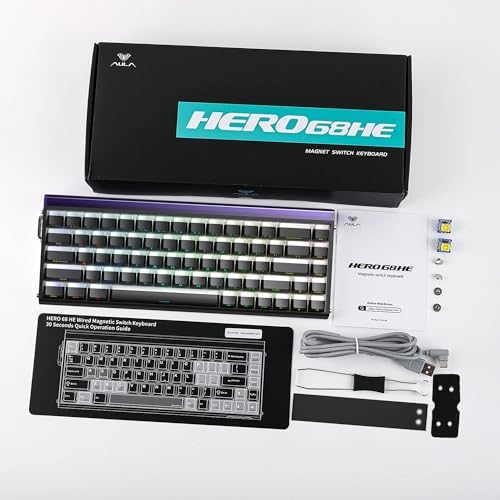 Aula Hero 68 He Manyetik Klavye Trigger Jade Switch 8000Hz RGB Neon TKL Hot Swap Oyuncu Klavyesi Siyah