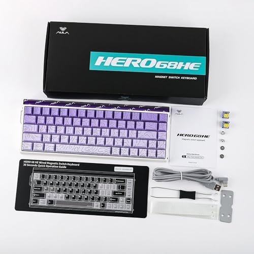 Alternative view of Aula Hero 68 He Manyetik Klavye Trigger Dragon Switch 8000Hz RGB Neon TKL Hot Swap Oyuncu Klavyesi Mor
