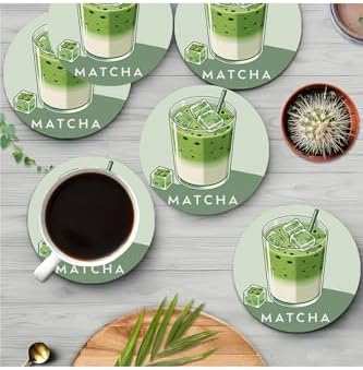 Alternative view of Matcha Temalı 6’lı Bardak Altlığı – MDF – 10 cm BRD-040