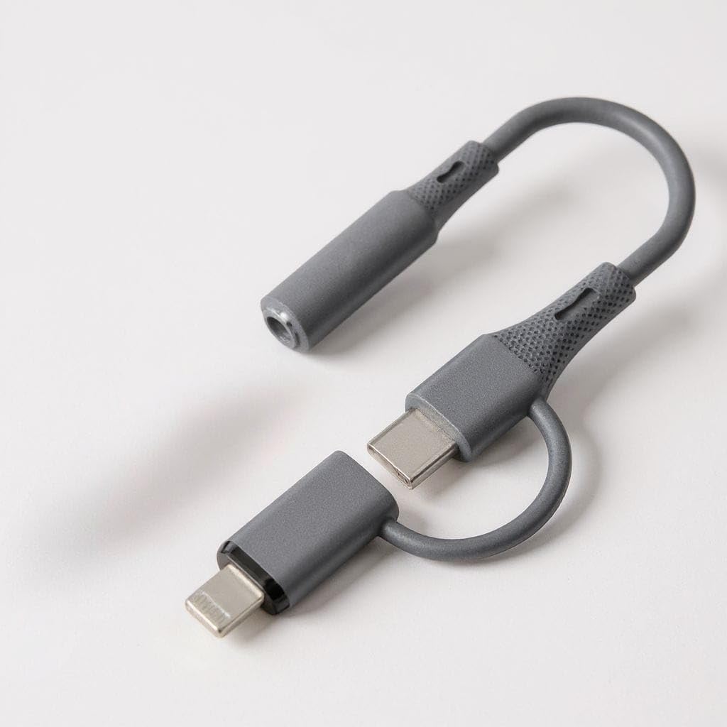 Type-C + Lightning to 3.5mm Adaptörü – Araba Ses Sistemleri, Kulaklık ve Ev Ses Cihazlarıyla Uyumlu, Silikon Kablo, ABS Alev Geciktirici Gövde, 13cm | SX-152