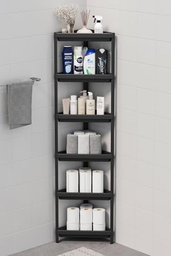 Life 6 Katlı Üçgen Plastik Siyah Banyo Mutfak Rafı MIT1234