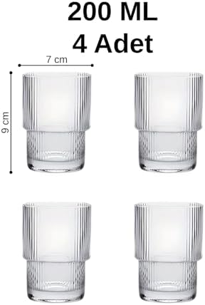 Life 4 Adet 200 ml Origami Stil Dayanıklı Borosilikat Cam Su Meşrubat Kahve Bardağı MIT1198