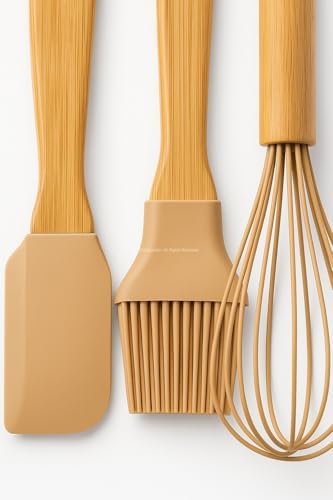 3’lü Silikon Mutfak Seti Bambu Saplı Fırça Spatula Çırpıcı Dayanıklı Yapışmaz Hamur Karıştırıcı Çırpıcı Set Ergonomik Ahşap Saplı Mutfak Gereçleri Kolay Temizlenebilir Sağlıklı Pişirme