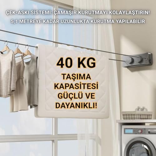 Alternative view of 40Kg Taşıma Kapasiteli Çelik Çamaşır Asma İpi Makinası Çamaşır Kurutma İpi Çamaşır Askılığı