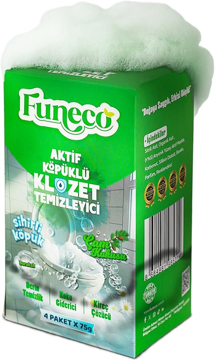 Tuvalet Klozet WC Lavabo Temizleyici Aktif Köpüklü Doğa Dostu 4x75g (300g) Aylık Paket – Çam Ferahlığı