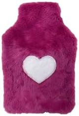 SICAK SU TORBASI PELUŞ KALPLİ,KOYU PEMBE TERMOFOR 27X17X2CM 1 LİTRE